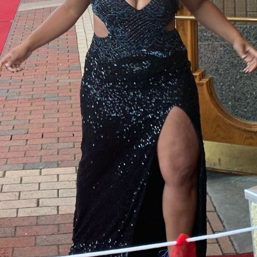 XO by Sophia’s, Purchased New Prom 2022, Wore 1 time, Black sequin dress, 10,